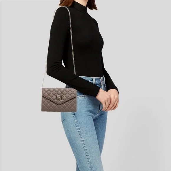 Badgley Mischka Quilted Taupe Clutch with Gold Chain NWT $129.00 - Picture 7 of 7